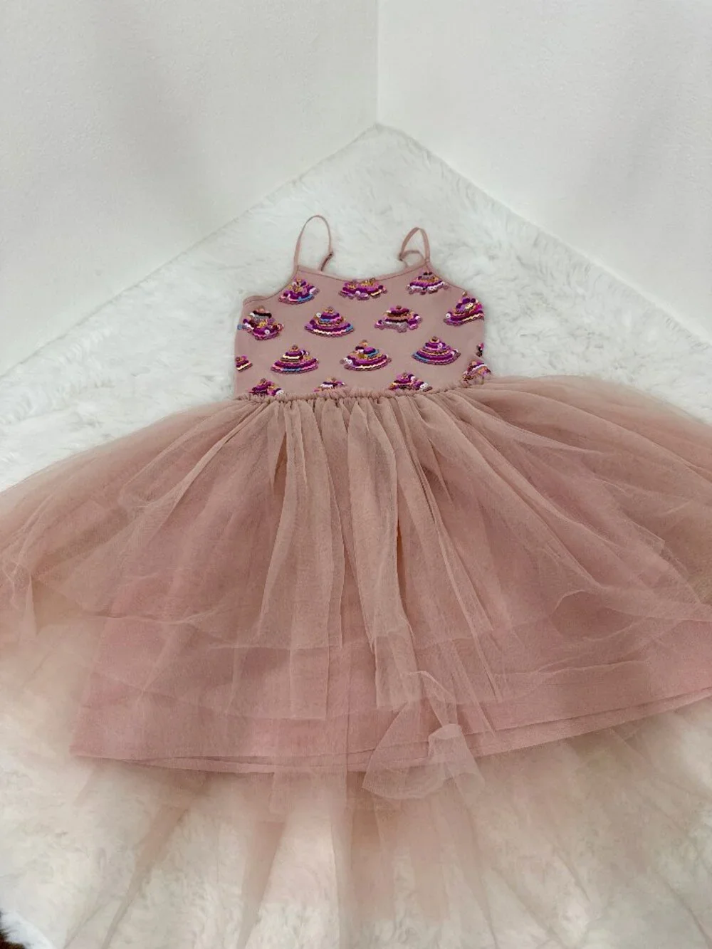 Cotton On Kids Girls Sequin Cake Tulle Party Dress - Picture 1 of 9